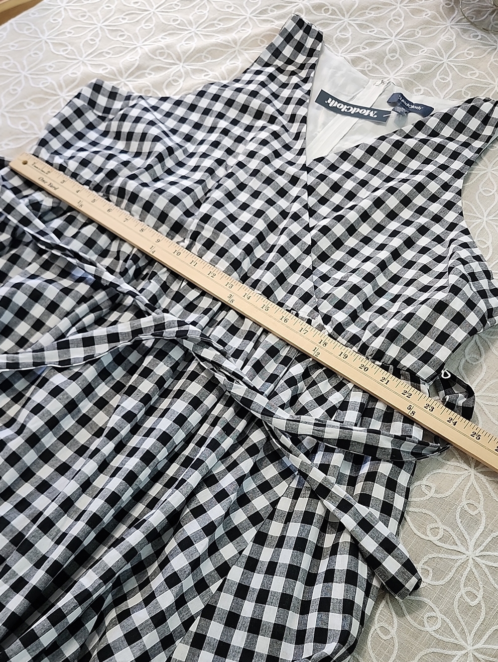 Modcloth Black & White Gingham Wrap Midi Dress - Picture 11 of 14